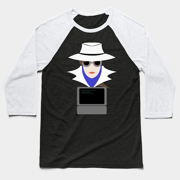 Lady White (Cauc W/Computer): A Cybersecurity Design Baseball T-Shirt by McNerdic